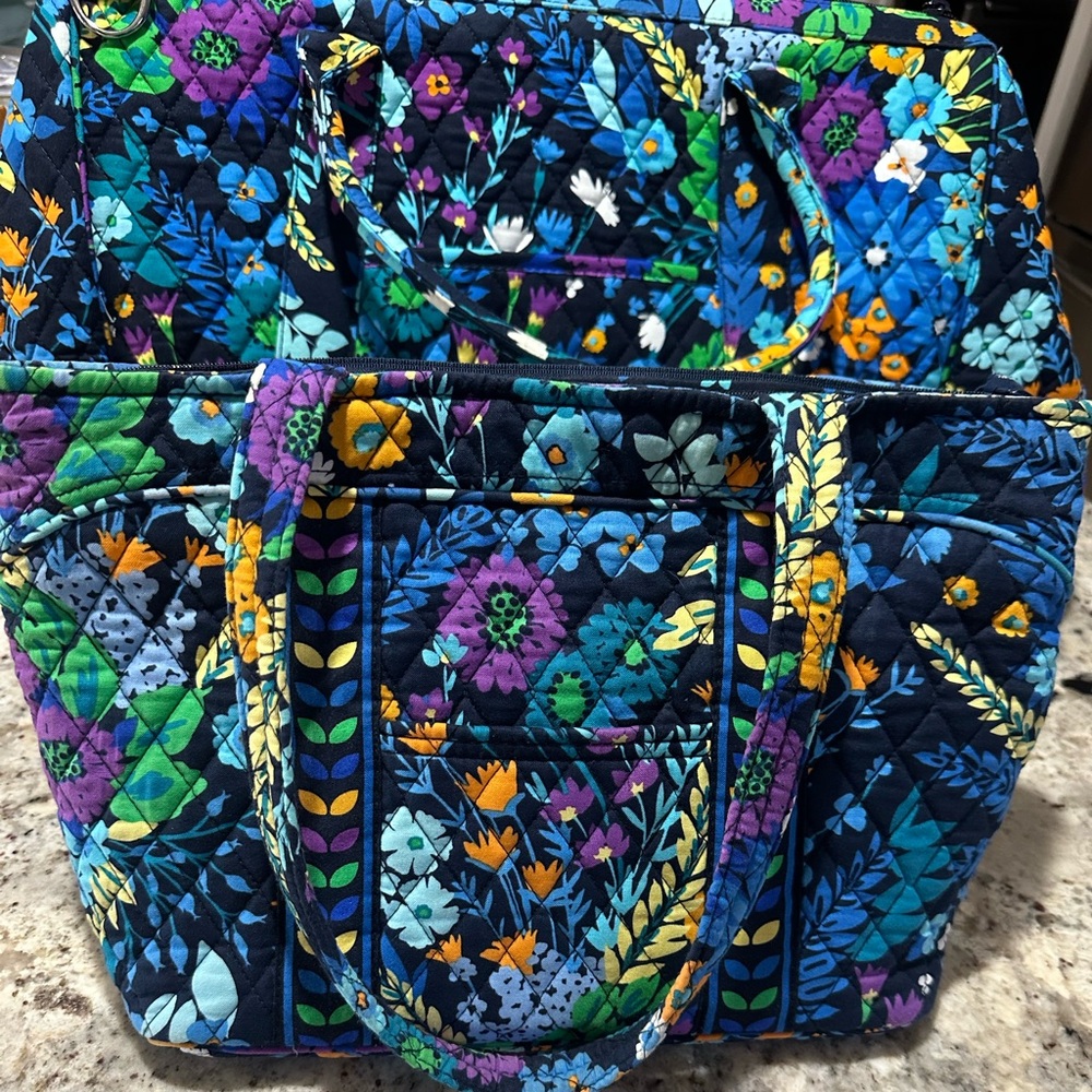VERA BRADLEY XL Framed Weekend Duffel Bag MIDNIGHT BLUES Travel NWOT Plus Tote